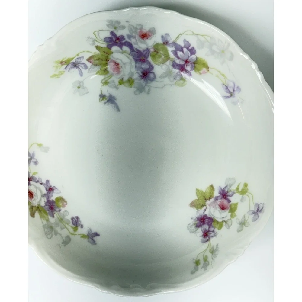 19th C  C.A. Limoges France Rose Violet Spray Scalloped Victorian 5